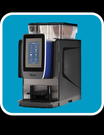 Necta touchscreen bean-to-cup coffee machine, one of the coffee equipment options Harry's Happy Vending installs